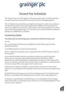 Tenancy Fee Schedule
