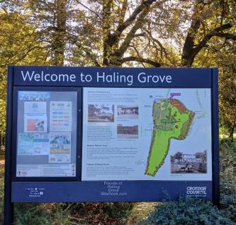 Haling Grove information sign open daily