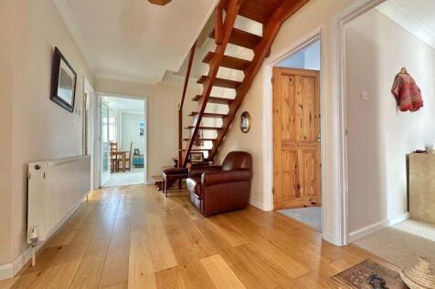Spacious hall with engineered wood floor