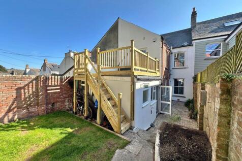Rear garden with raised area