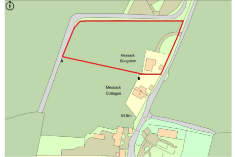 Messack Bungalow Boundary - A and B Marked.png