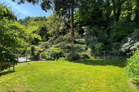 Section of flat garden and pond
