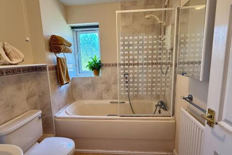 Family bathroom with overhead shower