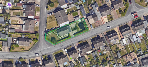 The boundary of the total garden plot is shown in 