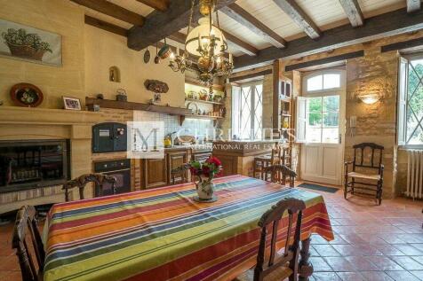 Dining room Tile Fireplace Chandelier