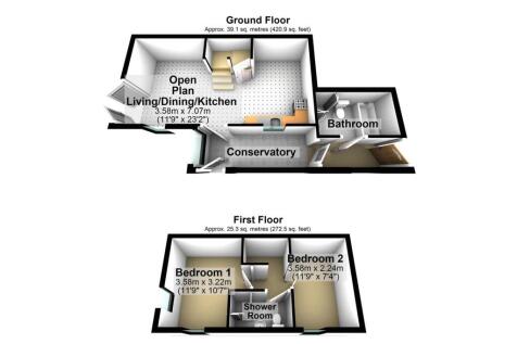 Sycamore Barn, 3D Floor Plan