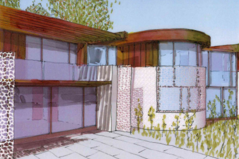 Proposed View of living terrace and stair pod