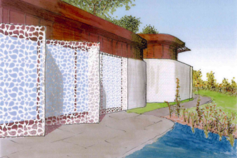 Proposed Sliding/folding Corian voile to pool