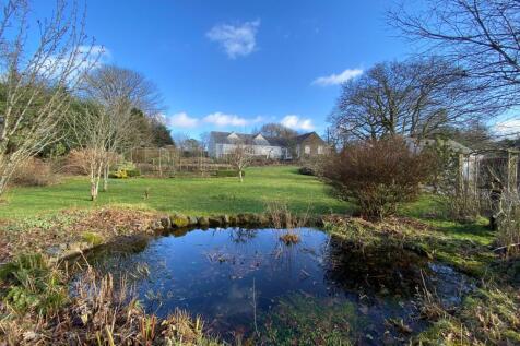 View from pond up to the house