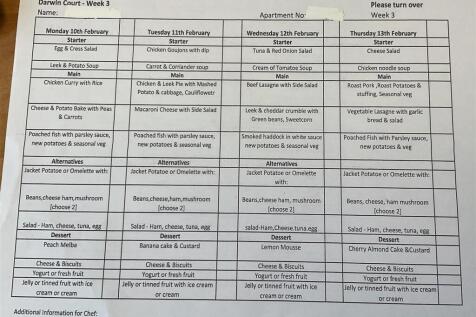 Sample Of Subsidised 3 Course Menu