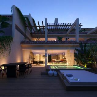 Terrace at dusk
