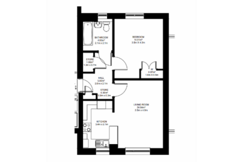 Floor Plan Type D - 1 bed