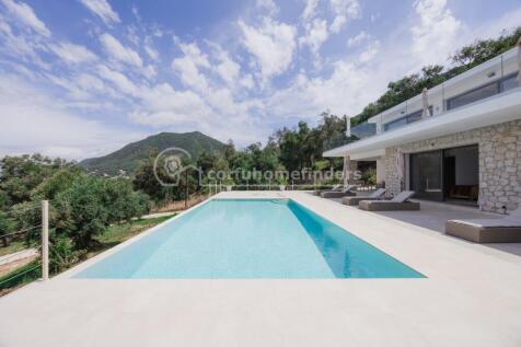 Pool terrace and villa