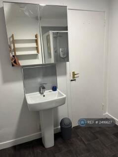 Large Mirrored Wall Cabinet And Sink In Bathroom 