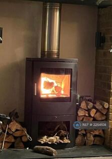 Log Burning Fire In Sitting Room