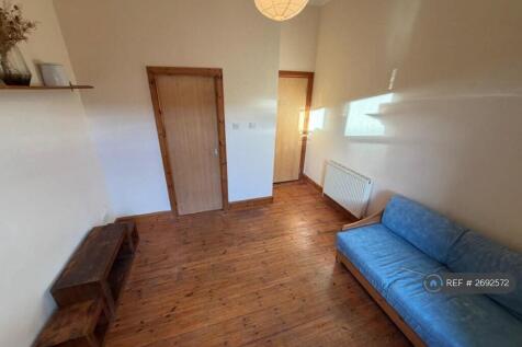 Kitchen And Hall From Living Room Doors Closed