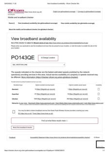 View broadband availability - Ofcom Checker title.