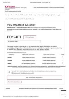 View broadband availability - Ofcom Checker title.