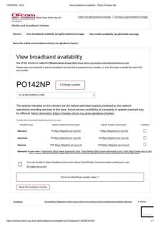 View broadband availability - Ofcom Checker title.