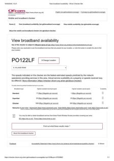 View broadband availability - Ofcom Checker title.