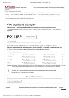 View broadband availability - Ofcom Checker title.