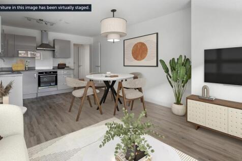 Plot 7 kitchen and living area with virtual stagin