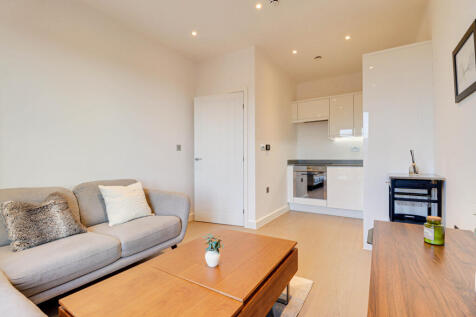 Open plan living room and kitchen.