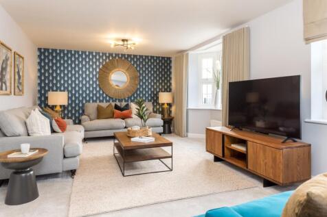 Living room with grey sofas