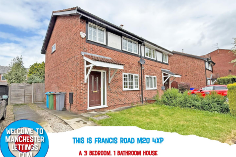 THREE BEDROOM ONE BATHROOM HOUSE Available Now £1450 Per Month A Three -bedroom property located on Francis Road M20 Offering spacious accommodation throughout, this property is ideal for professional