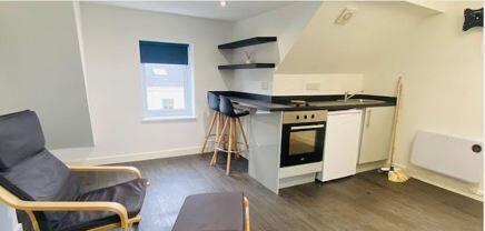 A second floor studio apartment offered furnished - available now.