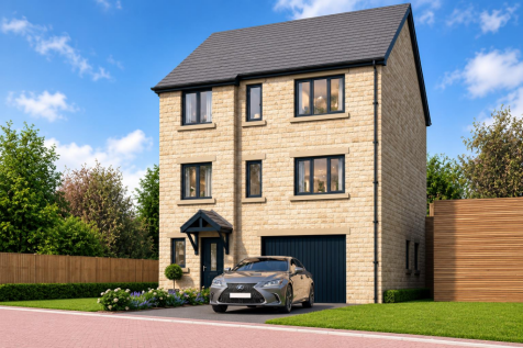 Modern Stone House with Luxury Sedan.png