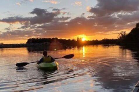 Sunset with canoeist