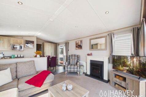 Modern living room with fireplace in Carnaby lodge