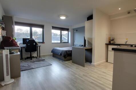 Open plan living room bedroom area and kitchen are