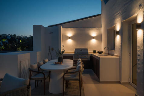 Outdoor dining area and kitchen