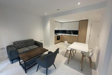 A furnished one-bedroom apartment with a private balcony in Bouchon Point, offering modern living with excellent on-site facilities and strong transport connections across London.