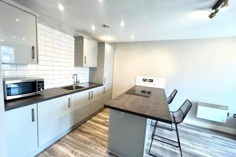 open plan kitchen into living room