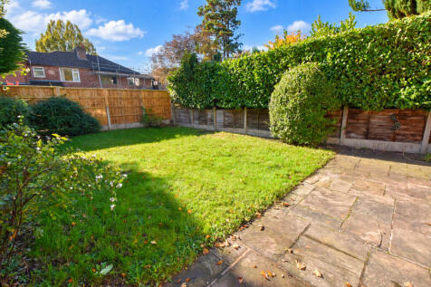 Sunlit Suburban Garden with Autumn Leaves