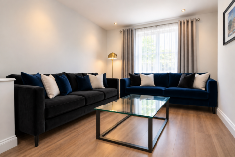Swapped Velvet Sofas in a Modern Living Room