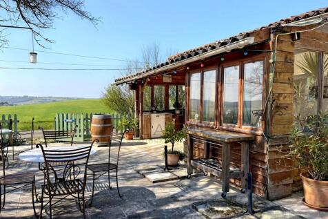 Charming outdoor patio with scenic countryside vie