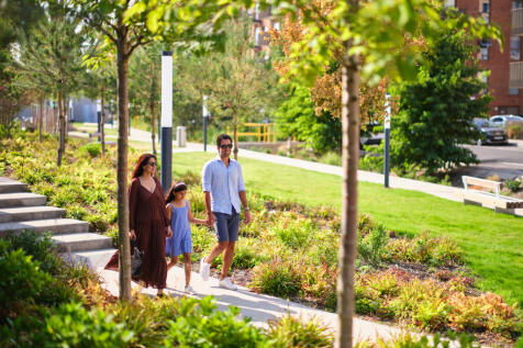 Family walking outside