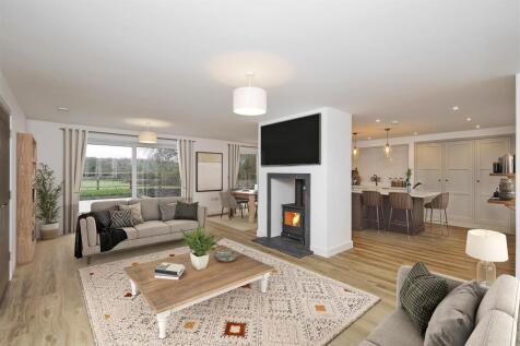 Open plan kitchen staged virtually