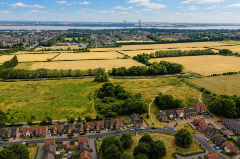 Open aspect view of accessible flood defence land