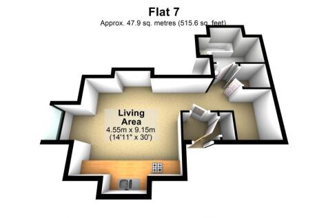 FLAT 7 1 NORTH STREET FLOOR PLAN 3D