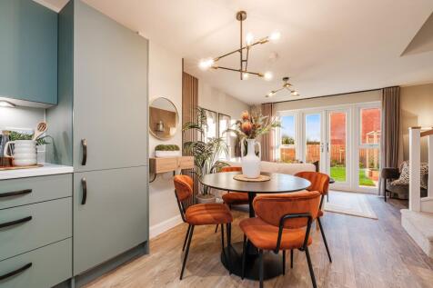 Interior view of the open plan kitchen & dining in our 2 bed Denford home