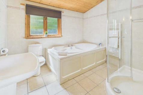 Modern Bathroom With Corner Bath, Separate Shower