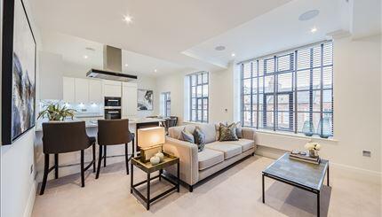 A stunning brand new interior designed two bedroom, two bathroom apartment set within this newly converted, warehouse style, gated development on the River Thames.