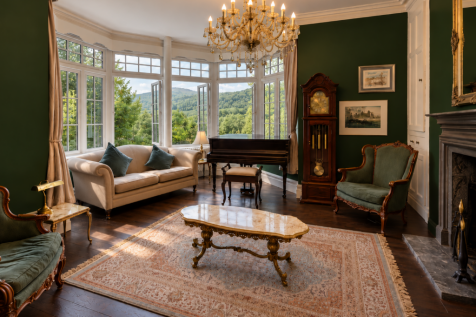 Elegant Parlour with Log Burner