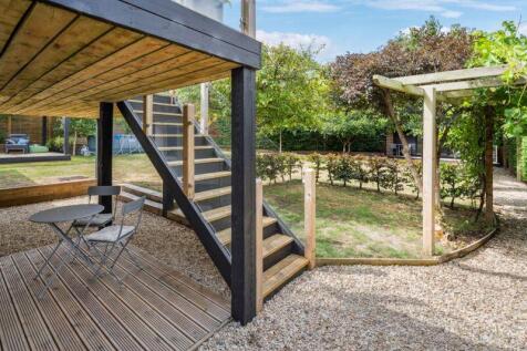 Stairs to raised deck area